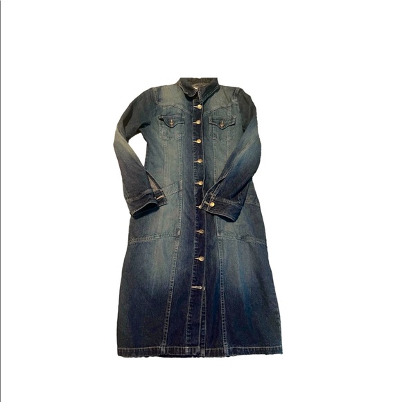 HENNES midi denim long sleeve button up dress 8 EUC - Picture 6 of 9